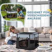 PawHut Opvouwbare Speelren voor Huisdieren, met Opbergtas, voor Puppies en Kittens, Binnen en Buiten, Grijs(m-7)