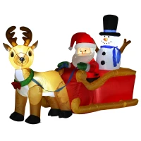 HOMCOM opblaasbare kerstman slee sneeuwpop(m-14)