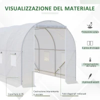 Outsunny Serra da Giardino a Tunnel Per Piante in PE con Tubi in Ferro, Bianco, 350x200x200cm(m-5)