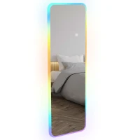 HOMCOM Espelho de Corpo Inteiro com Luzes LED 120x40 cm Espelho de Parede com Iluminação em 7 Cores RGB e Função de Memória Prata(m-10)
