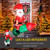 Outsunny Babbo Natale Gonfiabile con Missile, Luci LED e Gonfiatore Incluso, 154x76x183cm(m-4)