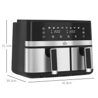 HOMCOM 8.5L Dual Basket Air Fryer, with Sync and Multi-Menu Cooking(m-3)