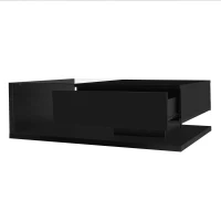 Gloss Coffee Table with 16-color LED Lights Modern Coffee Table with 2 drawers & High Gloss Black Finish(m-13)