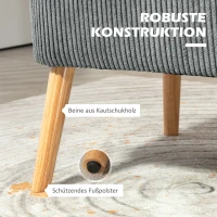 HOMCOM Tweezits Gestoffeerde Sofa, Hout, Zacht Polyester, Schuim, 117 x 56,5 x 77 cm, Grijs(m-5)