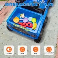 AIYAPLAY 12V Elektrische Kinderauto met Aanhanger, LED-Licht, Muziek en Hoorn, voor Kinderen van 3-8 Jaar, Lichtblauw(m-7)