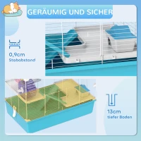 PawHut 6-Laags Hamsterkooi met Buizen, Tunnels, Huisje, Looprad, Voedselkom, Waterfles, Hellingen, Lichtblauw(m-7)