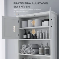 kleankin Móvel sobre Sanita Armário para Máquina de Lavar com 2 Portas Prateleiras Abertas e Ajustável 66x23x178 cm Branco(m-6)