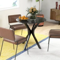 HOMCOM Stół okrągły, nowoczesny stół kuchenny, stół jadalniany, stolik kawowy z podstawą ze stali Spider, stolik barowy dla 2 osób, Ø78 x 75 cm, czarny.(m-6)