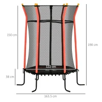HOMCOM Kids Trampoline Mini Bouncer with Enclosure Safety Net For Ages 3-10 Years - Red(m-3)