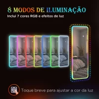 HOMCOM Espelho de Corpo Inteiro com Luzes LED 120x40 cm Espelho de Parede com Iluminação em 7 Cores RGB e Função de Memória Prata(m-5)
