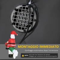 Outsunny Babbo Natale Gonfiabile con Missile, Luci LED e Gonfiatore Incluso, 154x76x183cm(m-6)