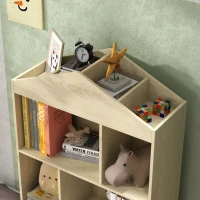 AIYAPLAY Estante Infantil com 4 Compartimentos Estante de Livros para Crianças com Prateleiras Abertas e Armário 80x30x140,5 cm Branco e Madeira(m-9)