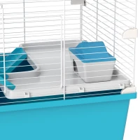 PawHut 6-Laags Hamsterkooi met Buizen, Tunnels, Huisje, Looprad, Voedselkom, Waterfles, Hellingen, Lichtblauw(m-9)