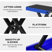 DURHAND 500KG Motorcycle Scissor Lift Jack, Height Adjustable Motorbike Stand with Anti-Slip Wide Deck, Heavy Duty Steel Motorbike Repair Lift Hoist Stand for Home Garage, Blue(m-6)