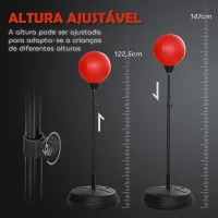 AIYAPLAY Punching Ball para Crianças Kit de Boxe para Crianças com Luvas de Boxe Altura Ajustável 122,5-147 cm e Base Preenchível Vermelho(m-4)