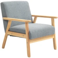 HOMCOM Accent Chair Wood Frame with Thick Cashmere Cushions Wide Seat Armchair Home Furniture Bedroom Office Grey(m-11)