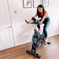 HOMCOM Cyclette da Casa per Allenamento in Acciaio Nero, Cyclette Professionale da Seduti Capacità 120 kg con Supporto per Cellulare, Monitor LCD, Manubrio e Resistenza Regolabile, Volano 10kg(m-2)