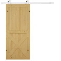 HOMCOM Schuifdeurrails Kit, Soepele Rollen, Ruimtebesparend, Koolstofstaal, Wit, 183 cm(m-10)