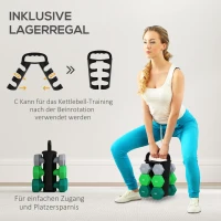 SPORTNOW Halterset met Opbergrek, Set van 6 Halters voor Fitness Training, 2 x 3kg, 2 x 4kg, 2 x 5kg(m-5)
