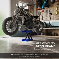DURHAND 500KG Motorcycle Scissor Lift Jack, Height Adjustable Motorbike Stand with Anti-Slip Wide Deck, Heavy Duty Steel Motorbike Repair Lift Hoist Stand for Home Garage, Blue(m-4)