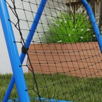 HOMCOM Siatka Rebounder do Piłki Nożnej, Składana, Ściana Odbijająca, Regulowana w 5 Poziomach, Metal, 78 x 84 x 65-78 cm, Niebieski(m-9)