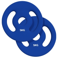 SPORTNOW 2 x 5 kg Halterschijven met Praktische Handgrepen, Gewichtsset voor Thuisgym, Fitness, Krachttraining, Blauw