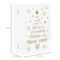 HOMCOM Calendario Avvento di Natale a forma di Libro con Scritte e Motivi a Tema, 22x9x30 cm, in Compensato, Bianco(m-3)