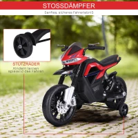 HOMCOM Kindermotorrad Kinder-Elektromotorrad Elektro-Motorrad für Kinder 3-6 Jahren Licht Musik MP3 Elektrofahrzeug mit Stützrädern maximal 3 km/h Metall + Kunststoff Rot 105 x 52,3 x 62,3 cm(m-7)