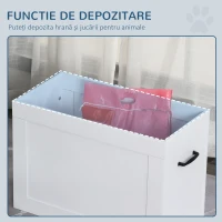 PawHut Boluri Ridicate pentru Câini Mari, Suport pentru Boluri din MDF cu 2 Boluri din Oțel Inoxidabil, 60x30x41 cm, Alb(m-8)