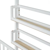 Letto per bambini con cassetti e scaffali, struttura a L, senza materasso, 90x200 cm+140x70 cm, Bianco(m-6)