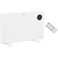 HOMCOM 1200W Electric Convector Heater, Freestanding or Wall Mounted, Space Heater with Adjustable Thermostat, Timer, White(m-1)