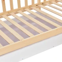 Letto per bambini a forma di casetta con cassetti e scaffali, senza materasso, 90x200 cm + 140x70 cm,naturale(m-8)