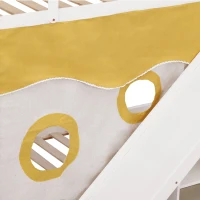 Letto a castello per bambini 6+ anni con scala, scivolo e scaffale, 90×200 cm, Bianco(m-8)