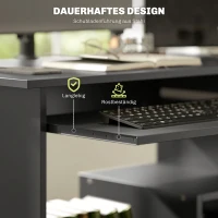 HOMCOM Computertafel, Bureau, Spaanplaat, Metaal, 80 x 45 x 75 cm, Zwart(m-6)