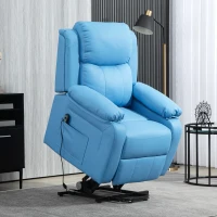 HOMCOM Fotoliu Electric cu Telecomandă, Suport pentru Picioare și 2 Buzunare Laterale, 76x90x105 cm, Albastru Deschis(m-2)