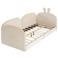 Divano letto coniglio, Letto per Bambini, 3 Lati Inclusi, Senza Materasso, 90x200 cm, Beige(m-2)