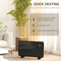 HOMCOM 1.2kW Freestand/On-Wall Electric Convector Heater, with Adjustable Thermostat - Black(m-5)