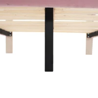 Letto Imbottito con Striscia LED Multicolore, Testiera Ondulata e Gambe Imbottite, Senza Materasso, in Velluto, 90×200 cm, Bianco e Rosa(m-11)