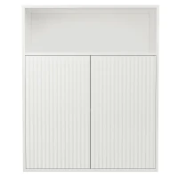 Credenza con due ante magnetiche, mobile multifunzionale per cucina e soggiorno, Bianco(m-2)