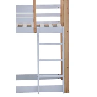 Lit superposé avec fenêtres et toboggan, sans matelas, 90x200 cm, Blanc(m-8)