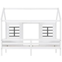 Letto a casetta con finestre, senza materasso，200×90 cm, Bianco(m-12)