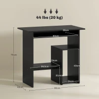 HOMCOM Computertafel, Bureau, Spaanplaat, Metaal, 80 x 45 x 75 cm, Zwart(m-3)