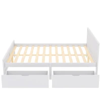 Lit en bois avec tiroirs de rangement, sans matelas, 140x200 cm, Blanc(m-5)