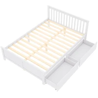 Lit en bois avec tiroirs de rangement, sans matelas, 140x200 cm, Blanc(m-7)