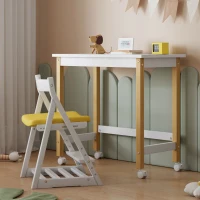 Bureau avec roulettes directionnelles, 80x43,5 cm, Blanc+naturel(m-4)