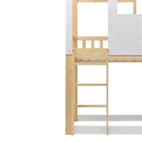 Letto a castello per bambini 6+ anni con scala ad angolo retto e scivolo, letto a casetta, 200x90 cm,naturale(m-7)