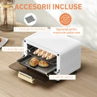 HOMCOM Cuptor Electric cu 2 Înălțimi cu Temporizator și Temperatură Reglabilă, 31,5x27,7x22,7 cm, Alb(m-6)