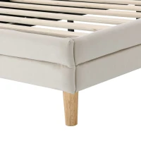 Lit rembourré avec tête de lit en forme de nuage et bande LED, sans matelas, 90x200 cm, Blanc(m-8)