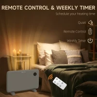 HOMCOM 1200W Electric Convector Heater, Freestanding or Wall Mounted, Space Heater with Adjustable Thermostat, Timer, Grey(m-6)