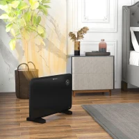 HOMCOM 1.2kW Freestand/On-Wall Electric Convector Heater, with Adjustable Thermostat - Black(m-2)